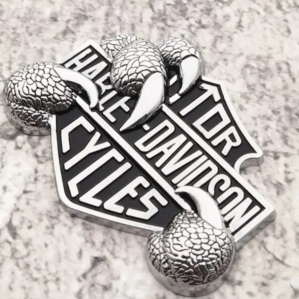 Silver New 3"x2" Harley-Davidson Bar & Shield Claw Metal Decal